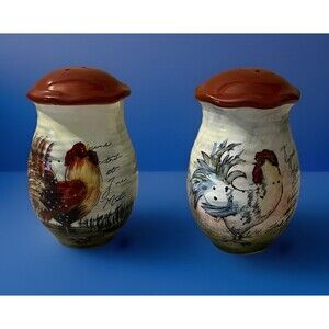 Certified International Le Rooster Salt and Pepper Shakers by Susan Winget